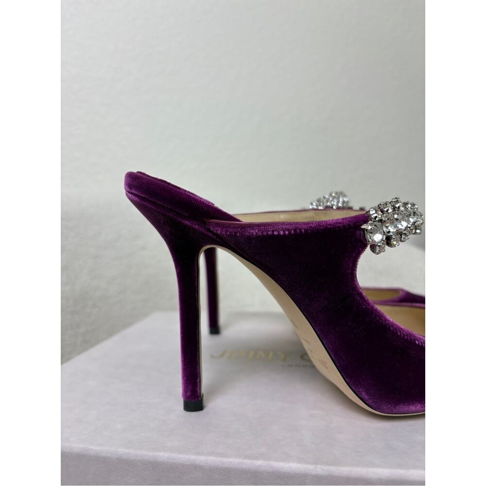 Jimmy Choo bing Purple Velvet Crystal-Strap Pointed Toe Heels 38.5 - Picture 6 of 8